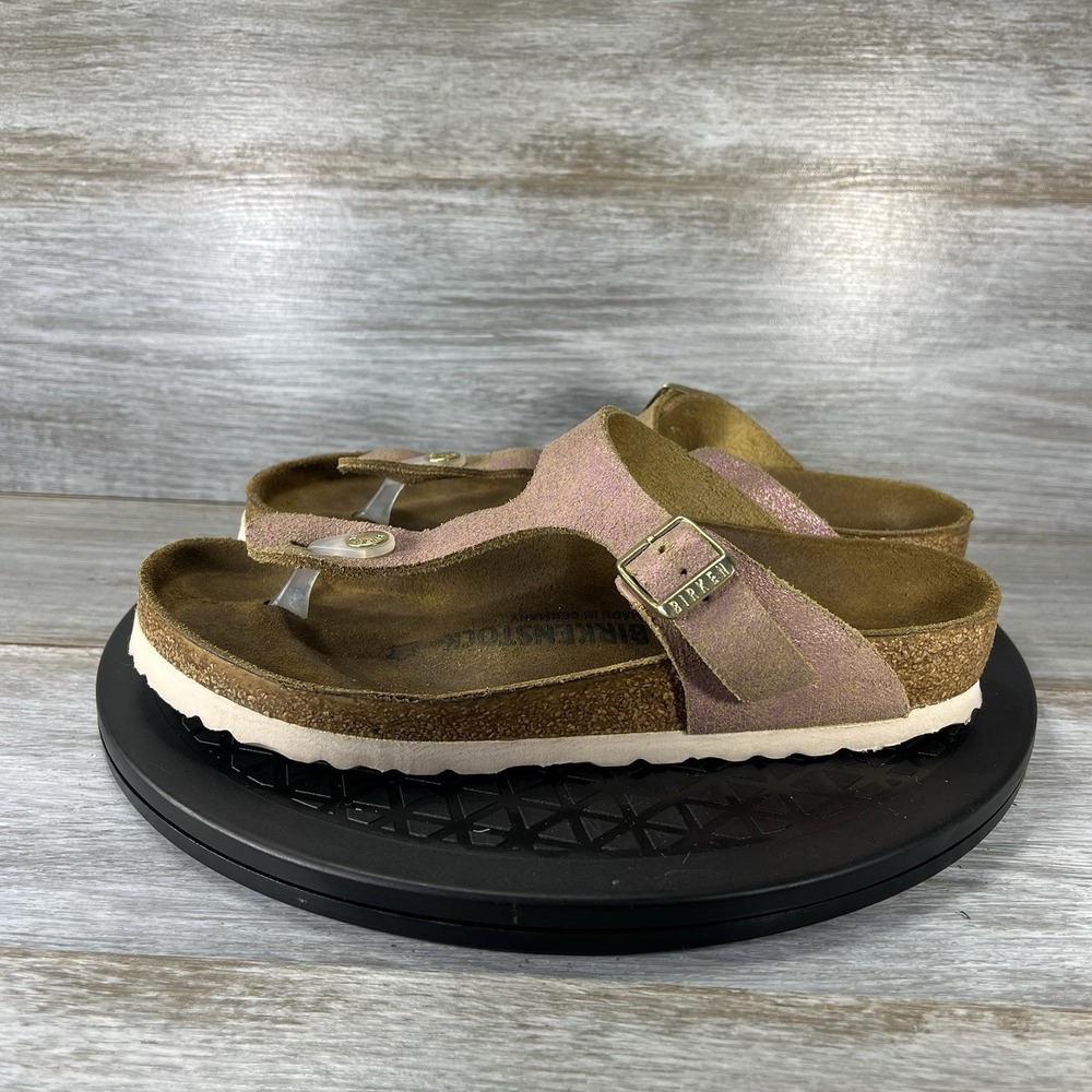 Birkenstock Gizeh Washed Metallic Pink Thong Sandals Womens 6 EU 37